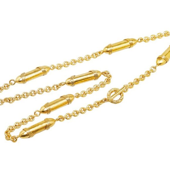 CHANEL Toggle Long Chain Necklace 33" Gold Tone Auth - Picture 3 of 8